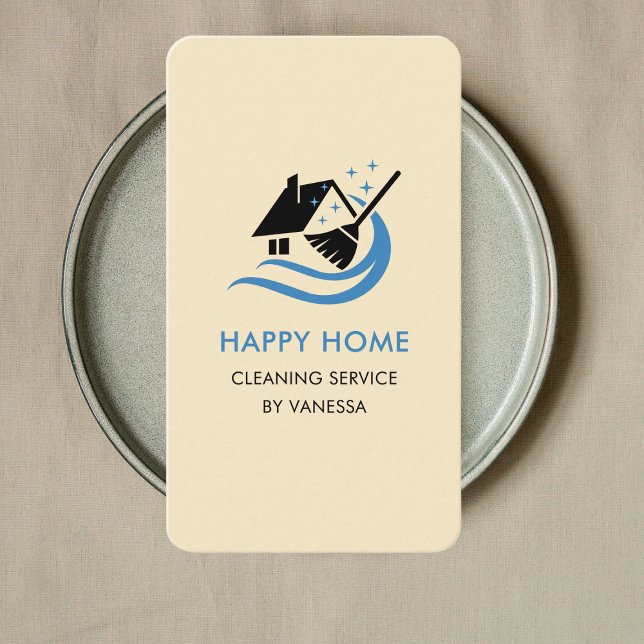 Professional House Cleaning Services Logo Qr Code Business Card (Creator Uploaded)