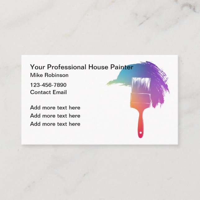 Professional House Painter Colourful Paint Brush Business Card (Front)