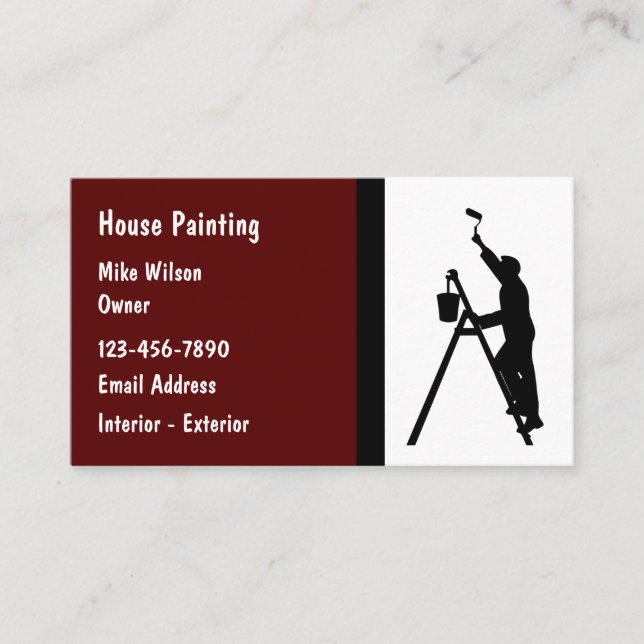 Professional House Painter Editable Business Cards (Front)