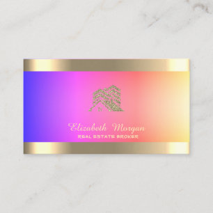 Professional House Roof Real Estate Colorful Business Card