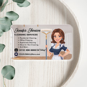 Professional Housekeeper Cleaning Service Business Card
