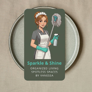 Professional Housekeeping Maid House Cleaning Business Card