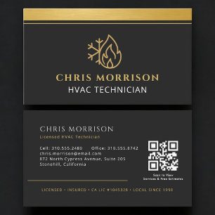 Professional HVAC Company QR Code Business Card