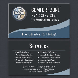 Professional HVAC Heating & Air Conditioning Business Card