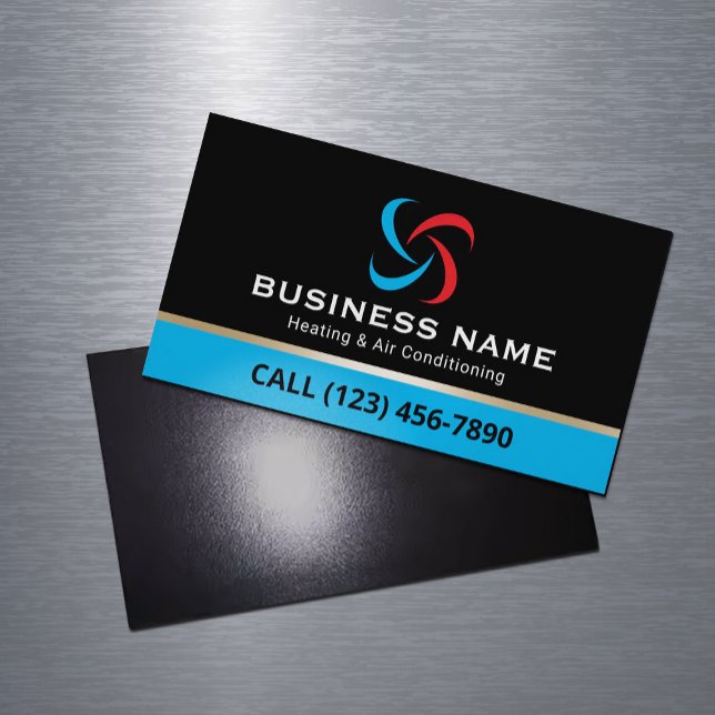 Professional HVAC Logo Heating & Air Conditioning Magnetic Business Card (Creator Uploaded)