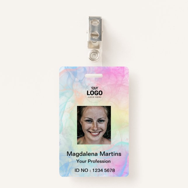 professional ID card ink splashes ID Badge (Front with Clip)
