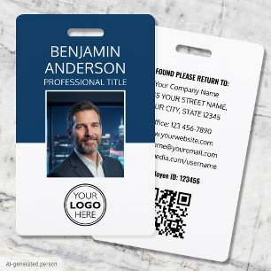 Professional ID Photo Logo Employee Staff Navy Badge