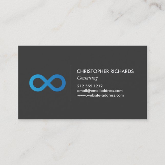 Professional Infinity Symbol in Blue Business Card (Front)