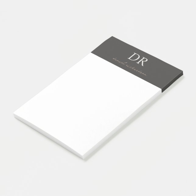 Professional Initial & Script Name Monogram Post-it Notes (Angled)