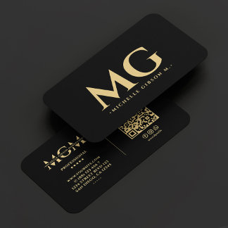 Professional Initials Elegant Modern Black Business Card