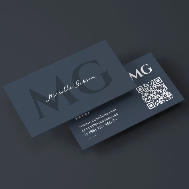 Professional Initials Minimal Charcoal Blue  Business Card (Professional Initials Minimal Charcoal Blue Business Card
)
