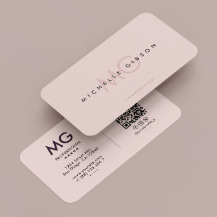 Professional Initials Modern Aesthetic Pink Business Card