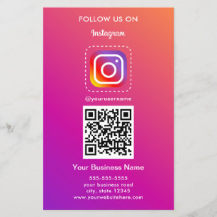 Professional Instagram Logo Follow Me Qr Code Flyer