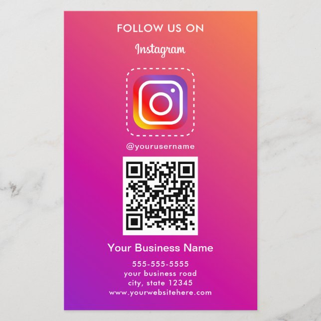 Professional Instagram Logo Follow Me Qr Code Flyer (Front)