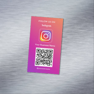 Professional Instagram Logo Follow Me Qr Code Magnetic Business Card