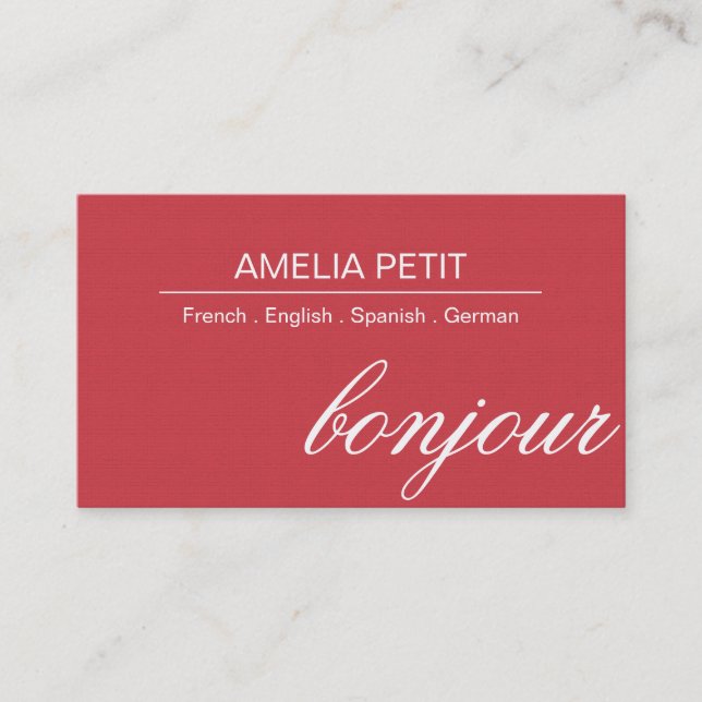 Professional Interpreter Translator Business Card (Front)