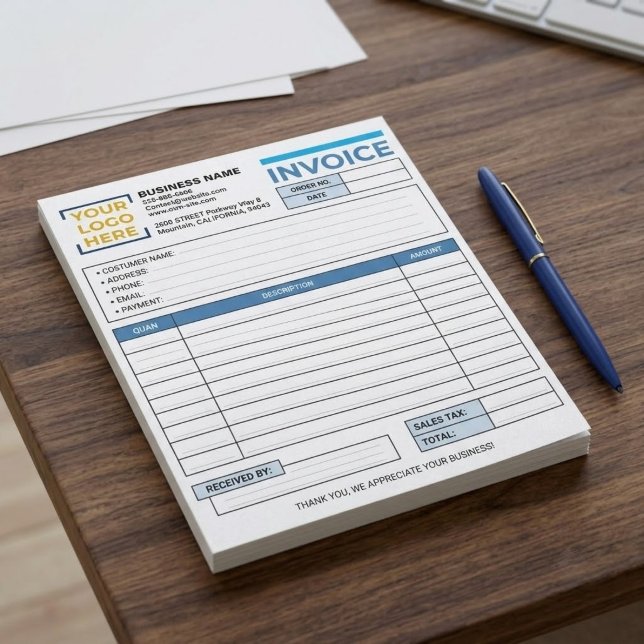 Professional Invoice, Sales Receipt, Business Logo Notepad (professional corporate invoice receipt book template)