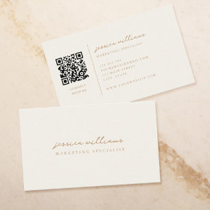 Professional Ivory and Tan Minimal Script Business Card