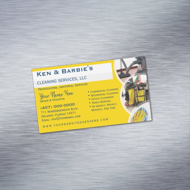 Professional Janitorial Cleaning Housekeeping Serv Magnetic Business Card (In Situ)