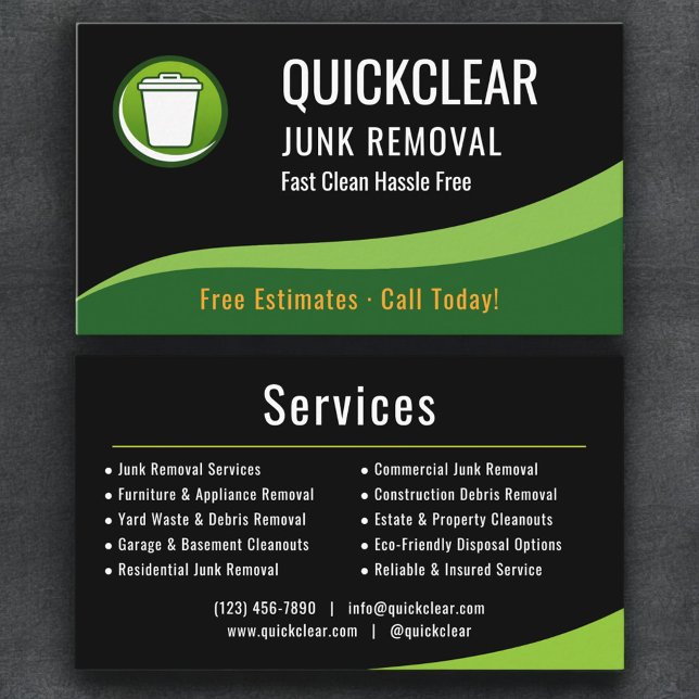 Professional Junk Removal Service Company Business Card (Creator Uploaded)