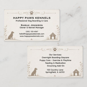 Professional Kennel Dog Boarding & Pet Care Business Card