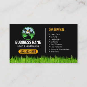 Professional Landscaping Grass Mowing Service Business Card