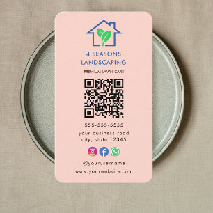 Professional Landscaping Lawn Care Logo Qr Code Business Card