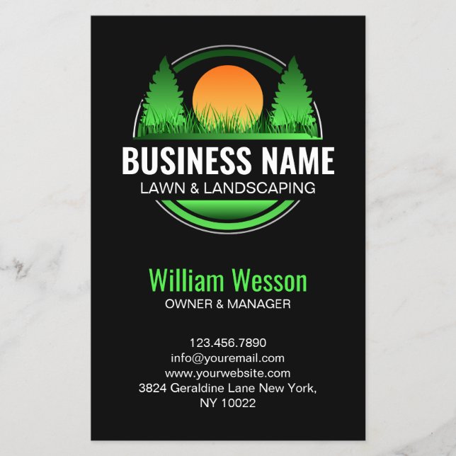 Professional Landscaping Sun and Trees Flyer (Front)