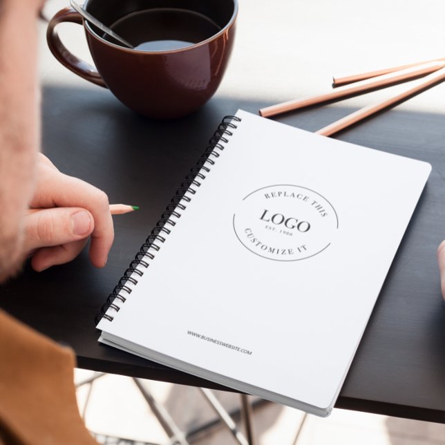 Professional Large Custom Logo Website Branded Notebook (Customizable notebook with business logo and website for client gifts.)