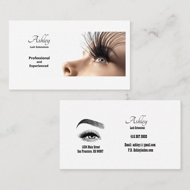 Professional Lash Extension Stylist Business Cards (Front/Back)