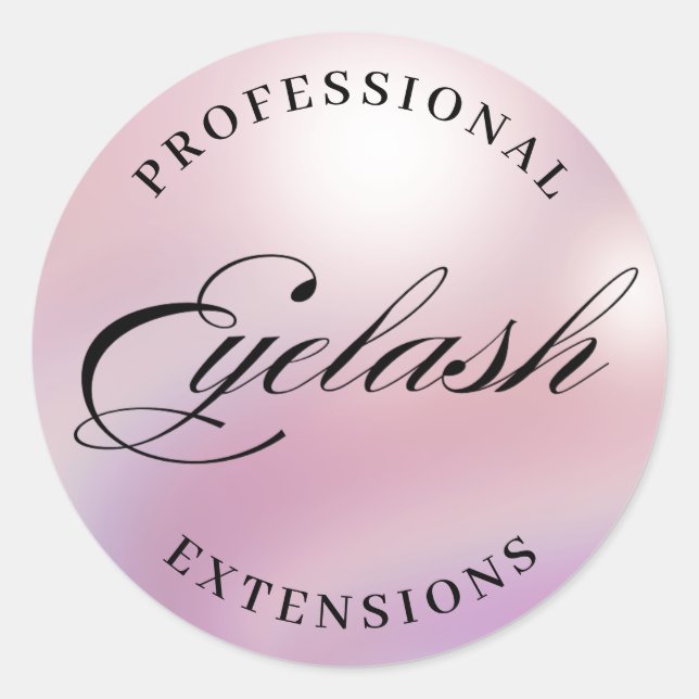professional lash extensions pink metallic classic round sticker (Front)