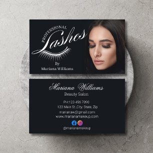 professional lashes, beauty black photo stylish business card