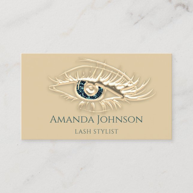 Professional Lashes Brows Makeup Logo Gold Glitter Business Card (Front)