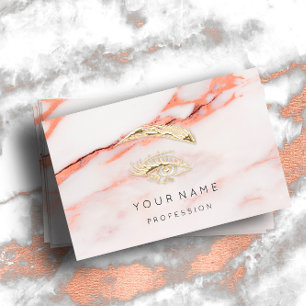 Professional Lashes Brows Makeup Logo Gold Marble Business Card