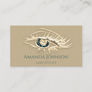 Professional Lashes Brows Makeup Logo Gold Mustard Business Card
