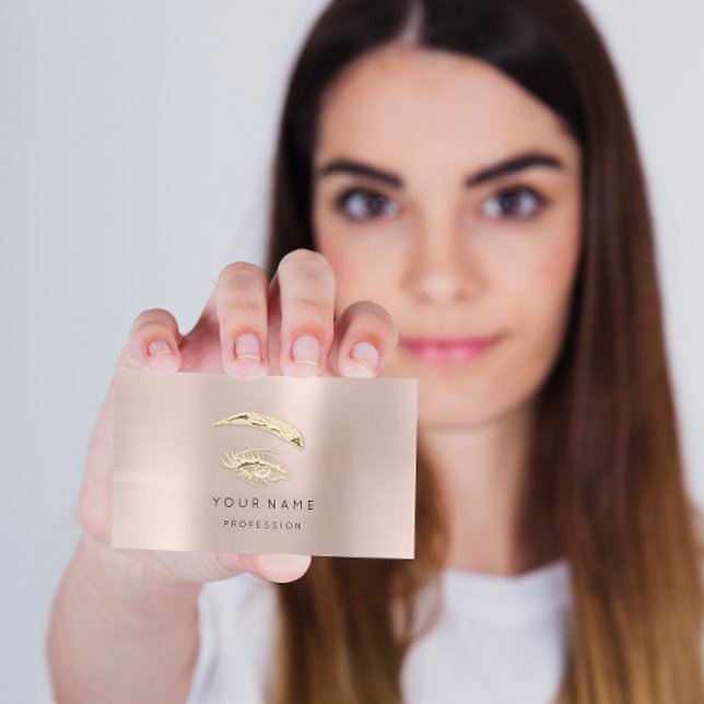 Professional Lashes Brows Makeup Logo Gold Powder Business Card (Creator Uploaded)
