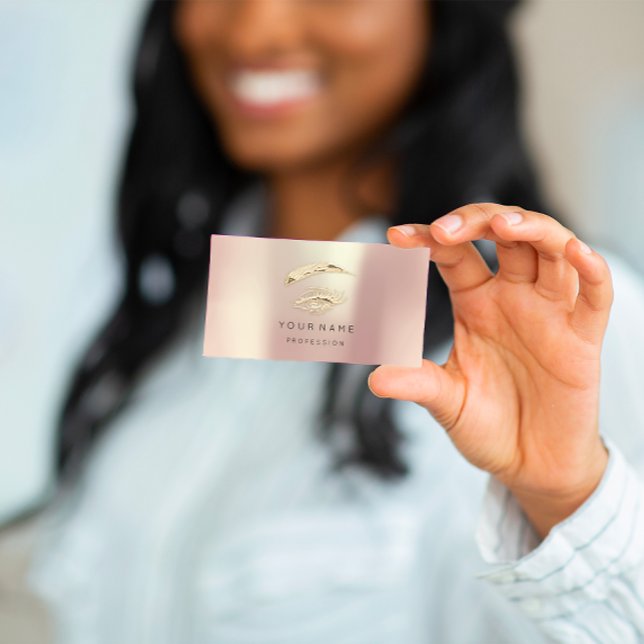 Professional Lashes Brows Makeup Logo Gold Rose QR Business Card (Professional Lashes Brows Makeup Logo Gold Rose QR Business Card)