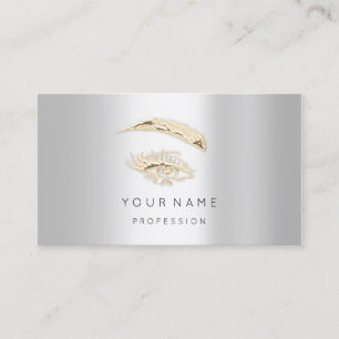 Professional Lashes Brows Makeup Logo Gold Silver Business Card