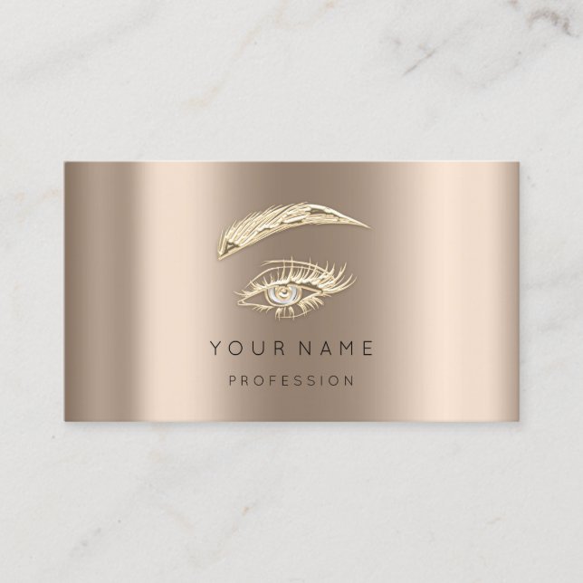 Professional Lashes Brows Makeup Logo Rose Blush B Business Card (Front)
