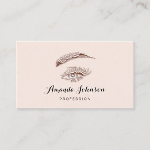Professional Lashes Brows Makeup Logo Rose Blush Business Card