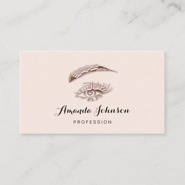 Professional Lashes Brows Makeup Logo Rose Blush  Business Card (Front)