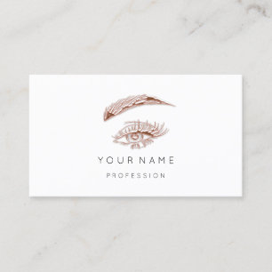 Professional Lashes Brows Makeup Logo Rose Pink Business Card