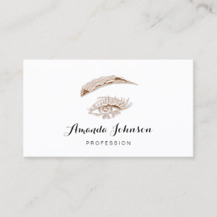 Professional Lashes Brows Makeup Logo Rose White Business Card