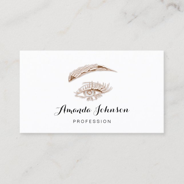 Professional Lashes Brows Makeup Logo Rose White Business Card (Front)