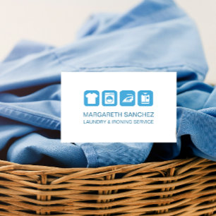 Professional Laundry & Ironing Service Light Blue Business Card