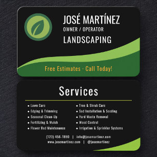 Professional Lawn Care and Landscaping Business Card