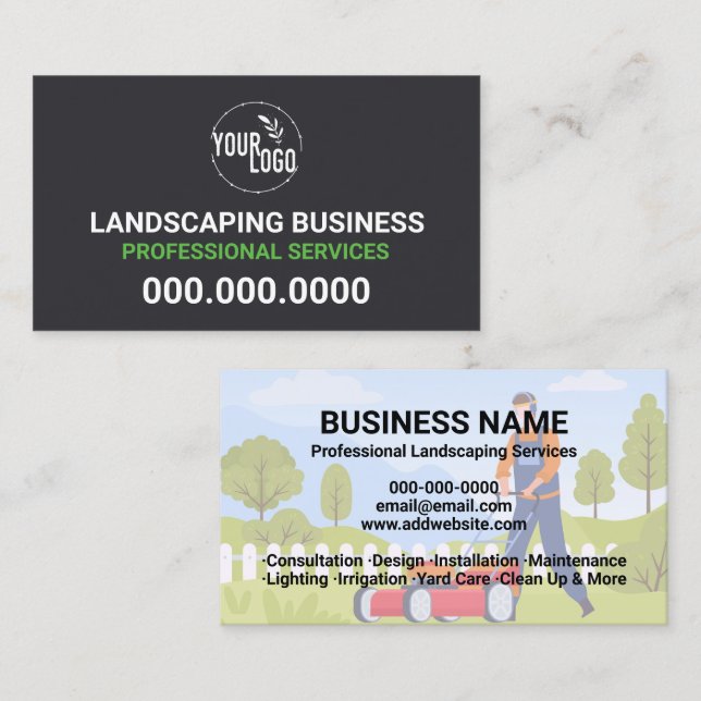 Professional Lawn Care Cheap Landscaping Business Card (Front/Back)