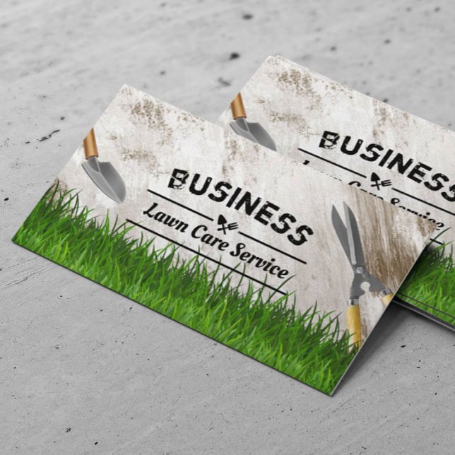 Professional Lawn Care & Landscaping Grunge Wood Business Card (Creator Uploaded)