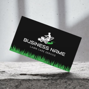 Professional Lawn Care & Landscaping Service Black Business Card