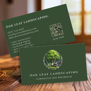 Professional Lawn Care Landscaping Service QR Code Business Card